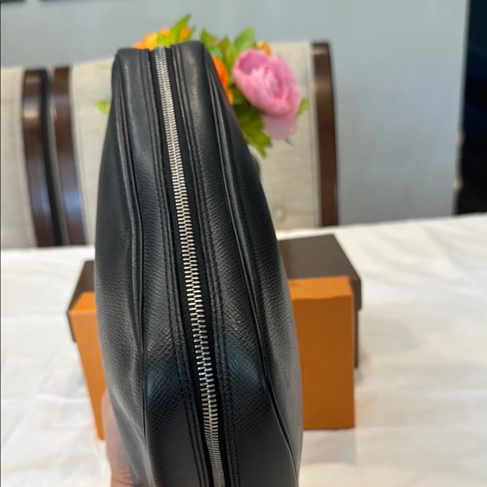 Louis Vuitton Black Leather Cosmetic Pouch